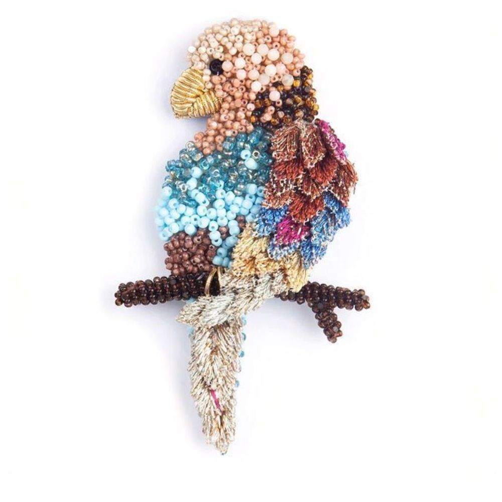 Deepa Gurnani Macaw Tropical Brooch - NWT - Jewelry Pouch Included